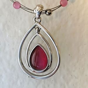 Pink and Silver Lia Sophia Necklace teadrop